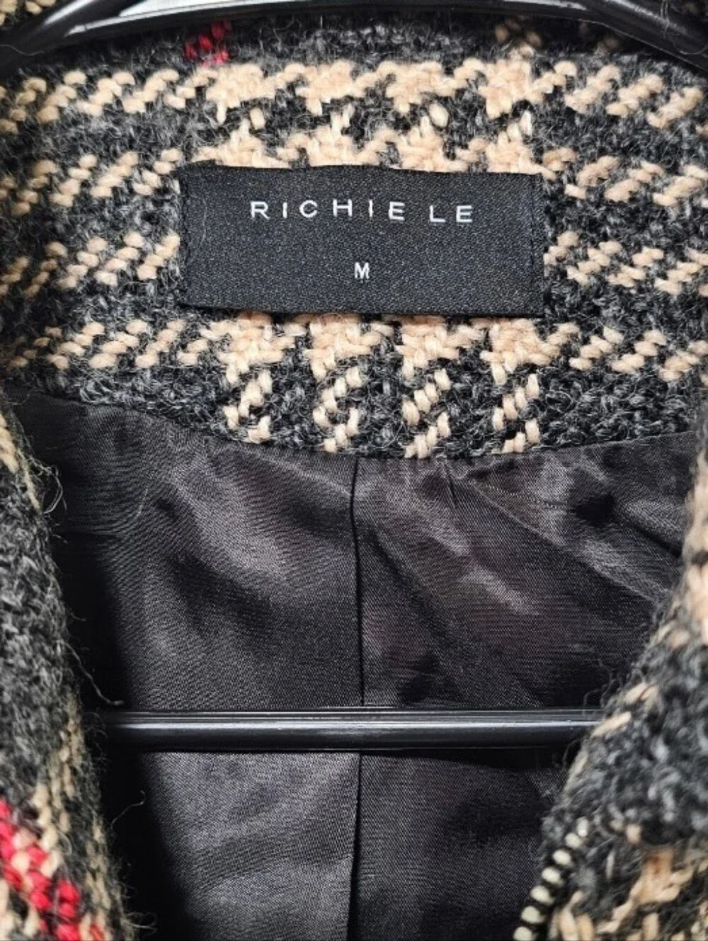 Richie Le Collection Wool Blend Plaid Full Zip Men's Jacket Lined NWOT Size M